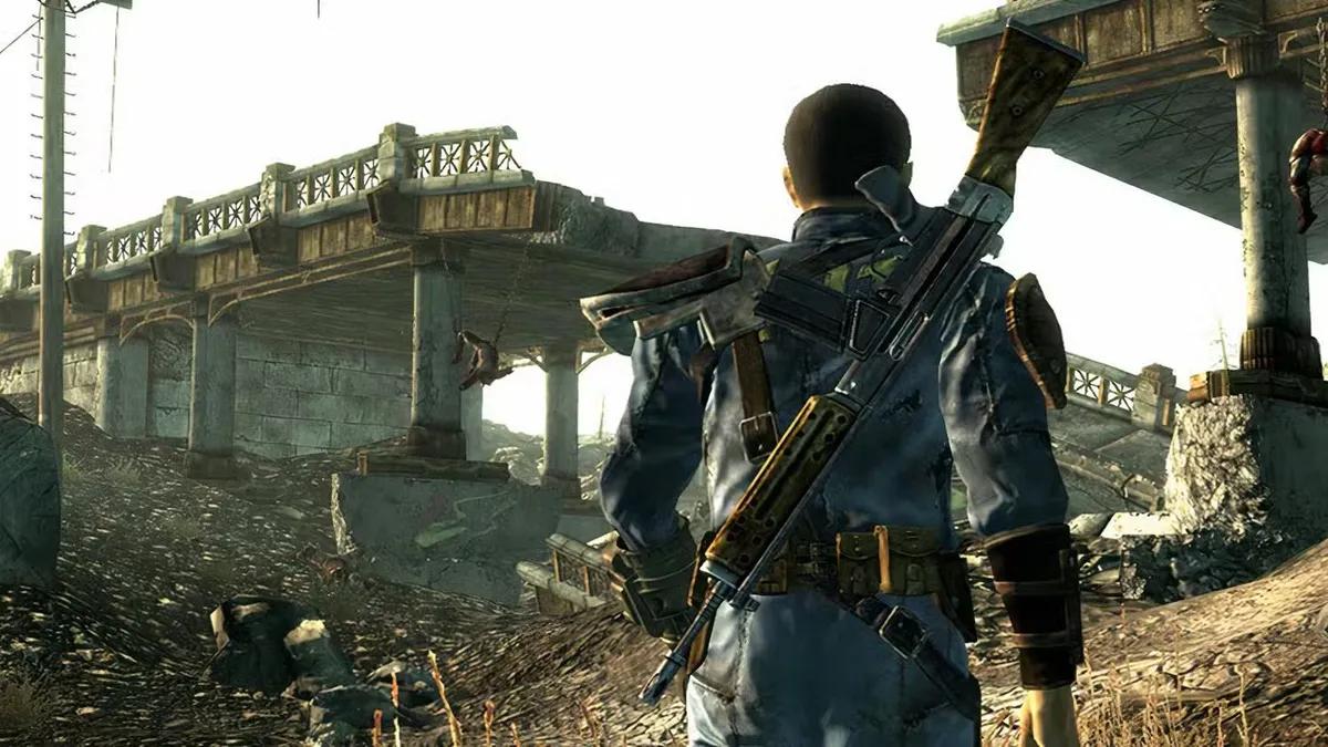 Гравець Fallout 3 зіткнувся з рейдером, який володіє рідкісним вогняним списом