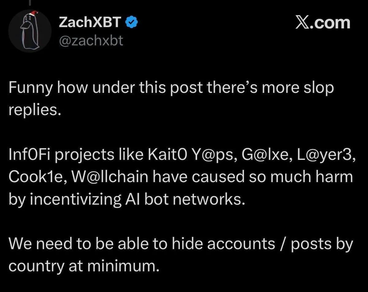 ZachXBT критикує проекти InfoFi за заохочення ШІ-ботів