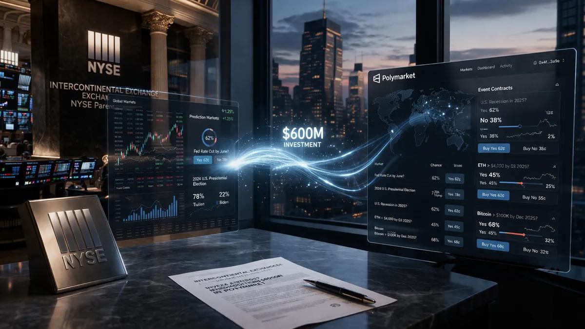 Intercontinental Exchange (материнська компанія NYSE) інвестує додаткові 600 мільйонів доларів у Polymarket