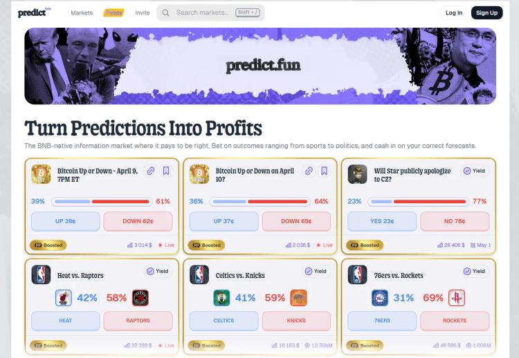Binance Wallet інтегрує ринки прогнозування Predict.fun в ланцюжок BNB