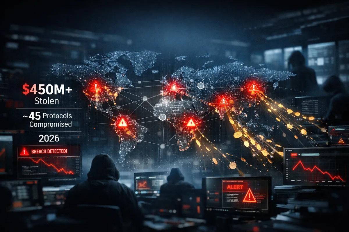 Хакери вже вкрали понад 450 мільйонів доларів з приблизно 45 криптопротоколів у 2026 році