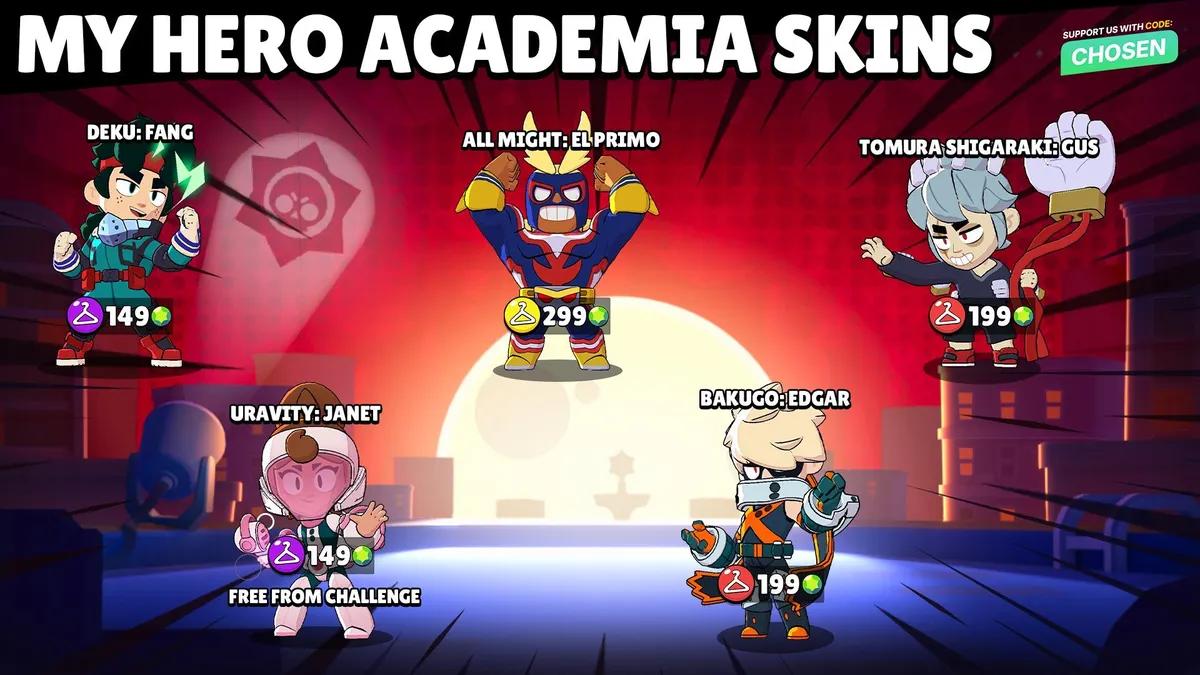 Brawl Stars x My Hero Academia — розкрито всі скіни для сезону Starr Patrol