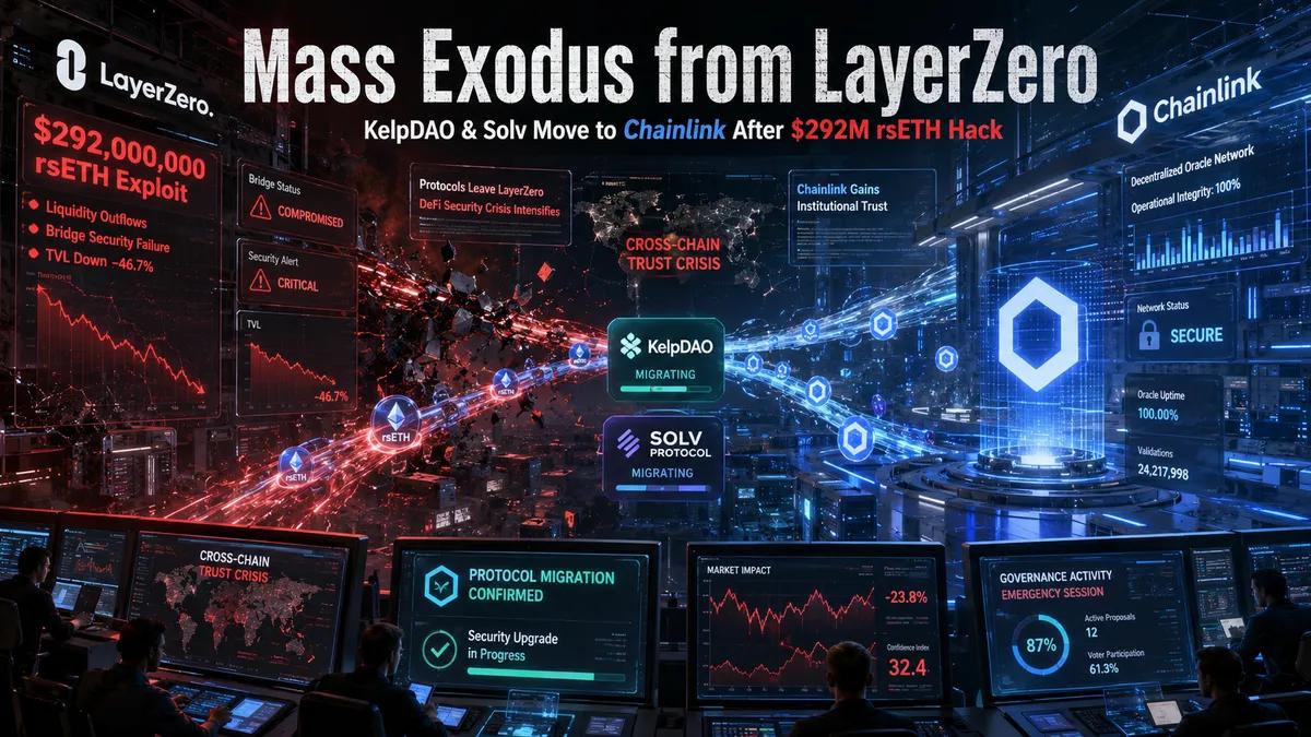 Масова втеча з LayerZero: KelpDAO і протокол Solv переходять на Chainlink після $292-мільйонного злому rsETH