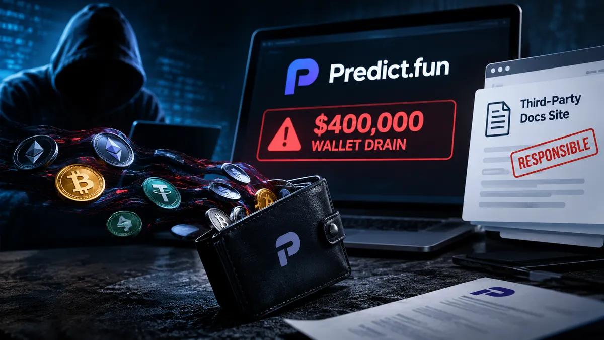 Predict.fun підтверджує витік $400 тисяч з гаманця та звинувачує сторонній сайт документації