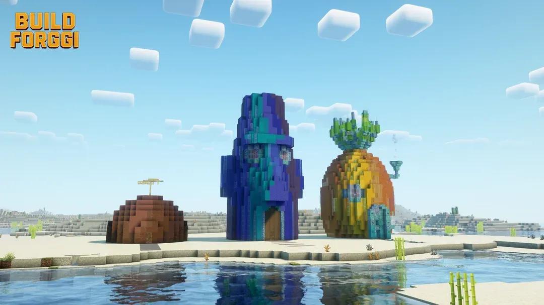 Гравець у Minecraft відтворив вулицю Губки Боба з мушлями в приголомшливих деталях