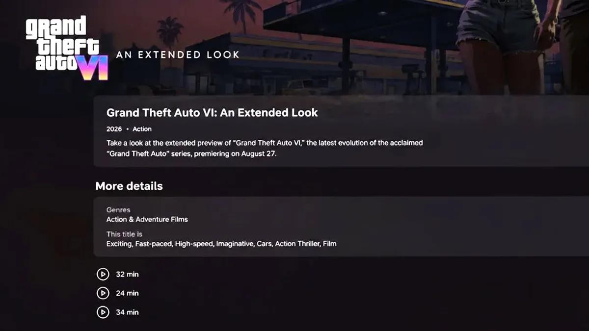 За чутками, Grand Theft Auto VI: An Extended Look, який вийде на Netflix, складатиметься з трьох окремих епізодів