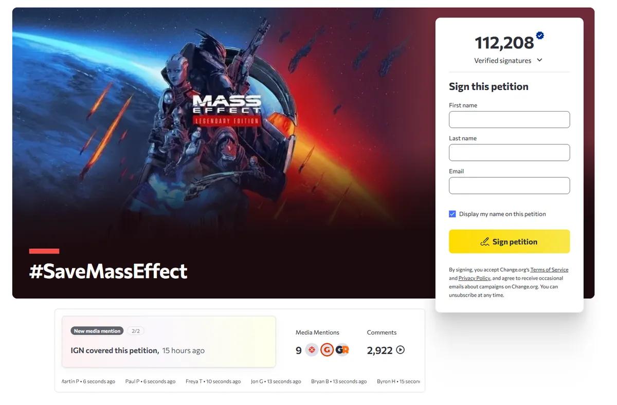 Фанати запустили петицію за порятунок Mass Effect 5 - вона вже має понад 100 000 підписів