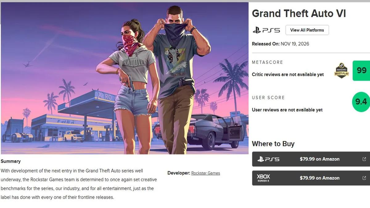 Рейтинг GTA 6 на Metacritic може бути не таким високим, як всі очікують